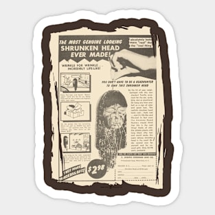 Vintage Genuine Shrunken Head Ad Sticker